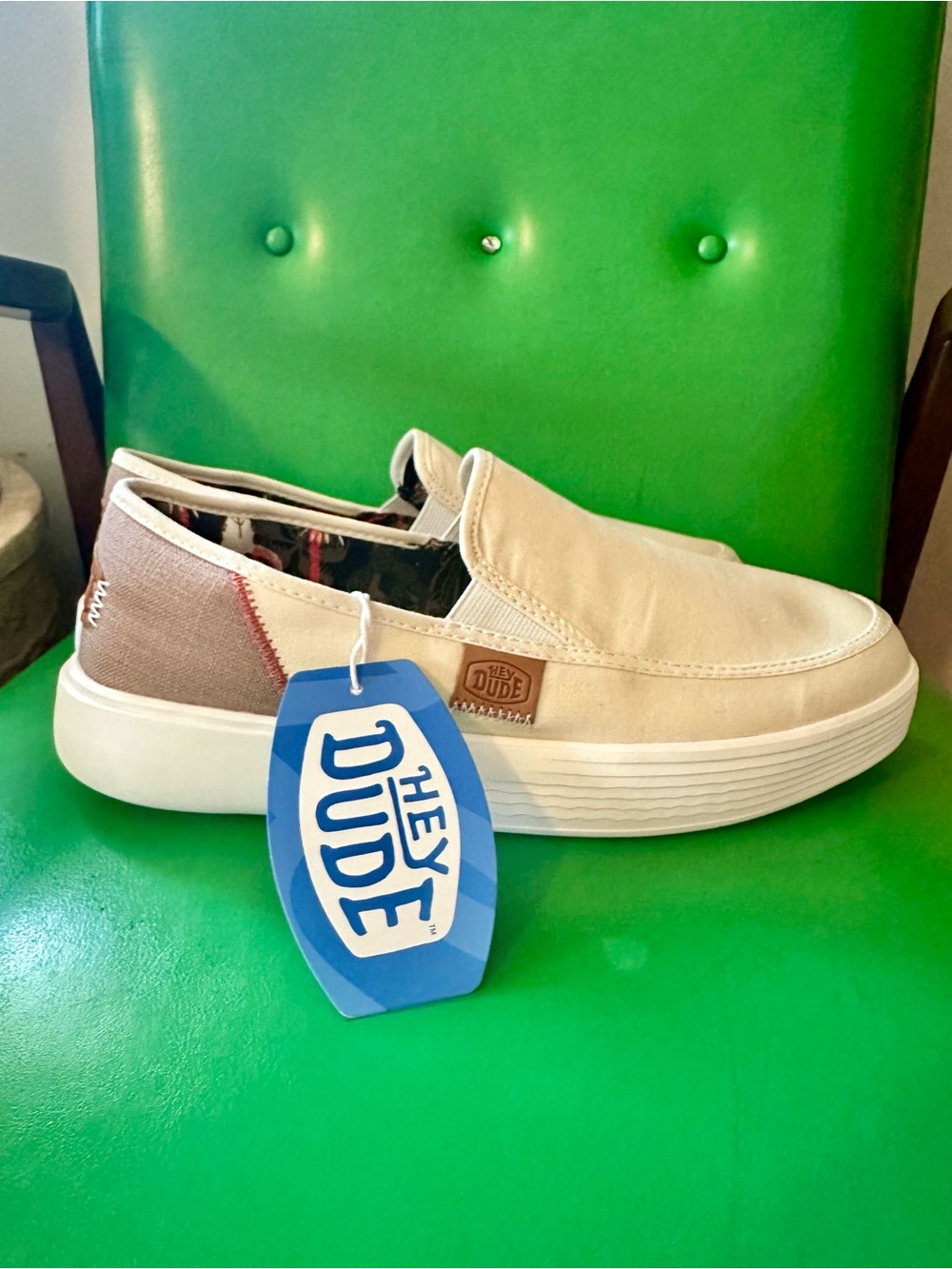Men's beige slip-on casual shoe
